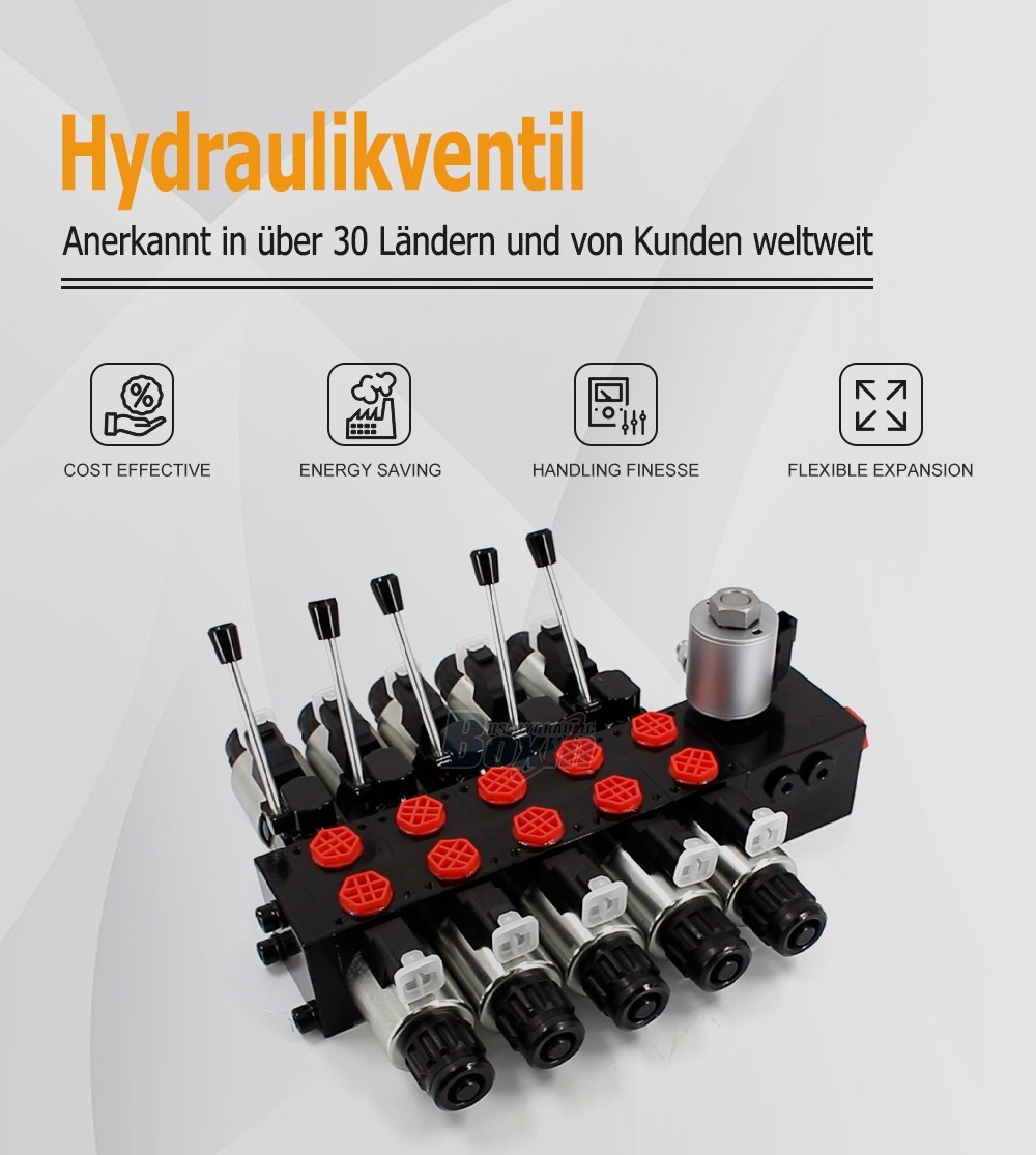 High Pressure DCV56 Solenoid 5 Spool Sectional Hydraulic Valve
